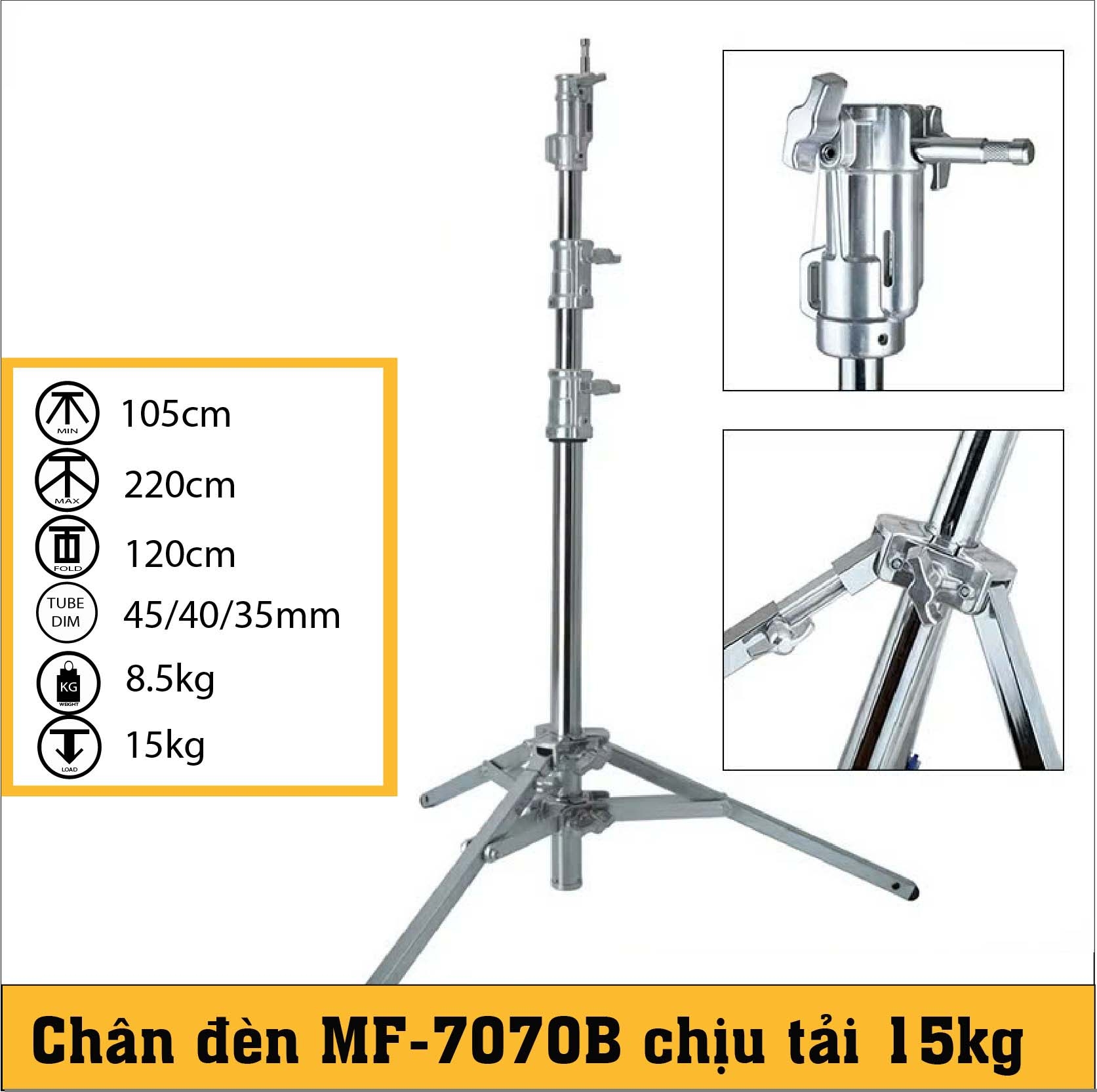 Chân đèn MF-7070B chịu tải 15kg 