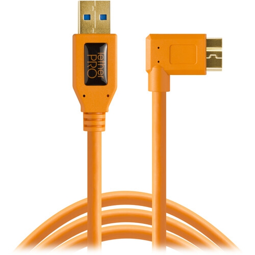 Dây Tether Tools - TetherPro USB 3.0 to Micro B Right Angle - dài 4.6m - Màu Cam 